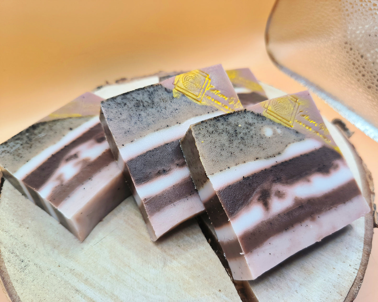 Exfoliating soap with coffee grounds.