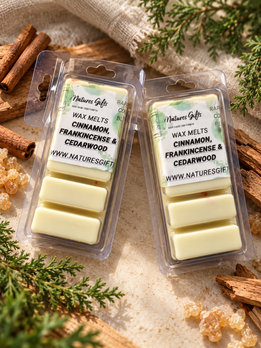 Cinnamon, frankincense and cedarwood wax melts
