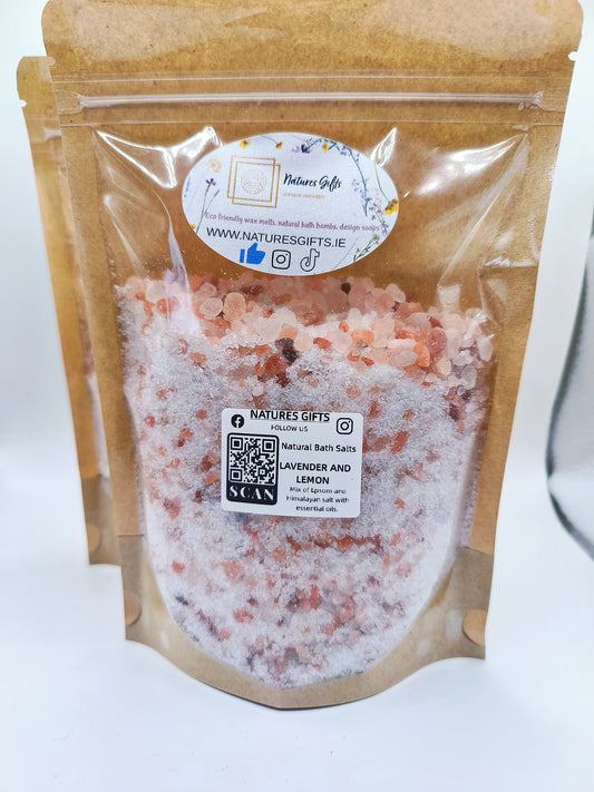 Natural Bath Salts - Lavender and lemon 400g