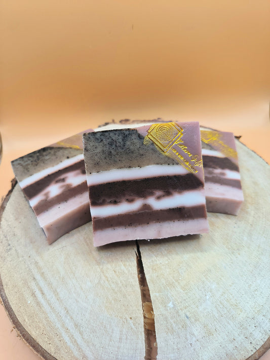 Exfoliating soap with coffee grounds.