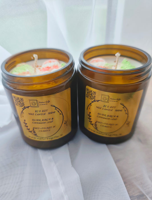 Eco soy candle - Silver birch and cinnamon leaf 180ml