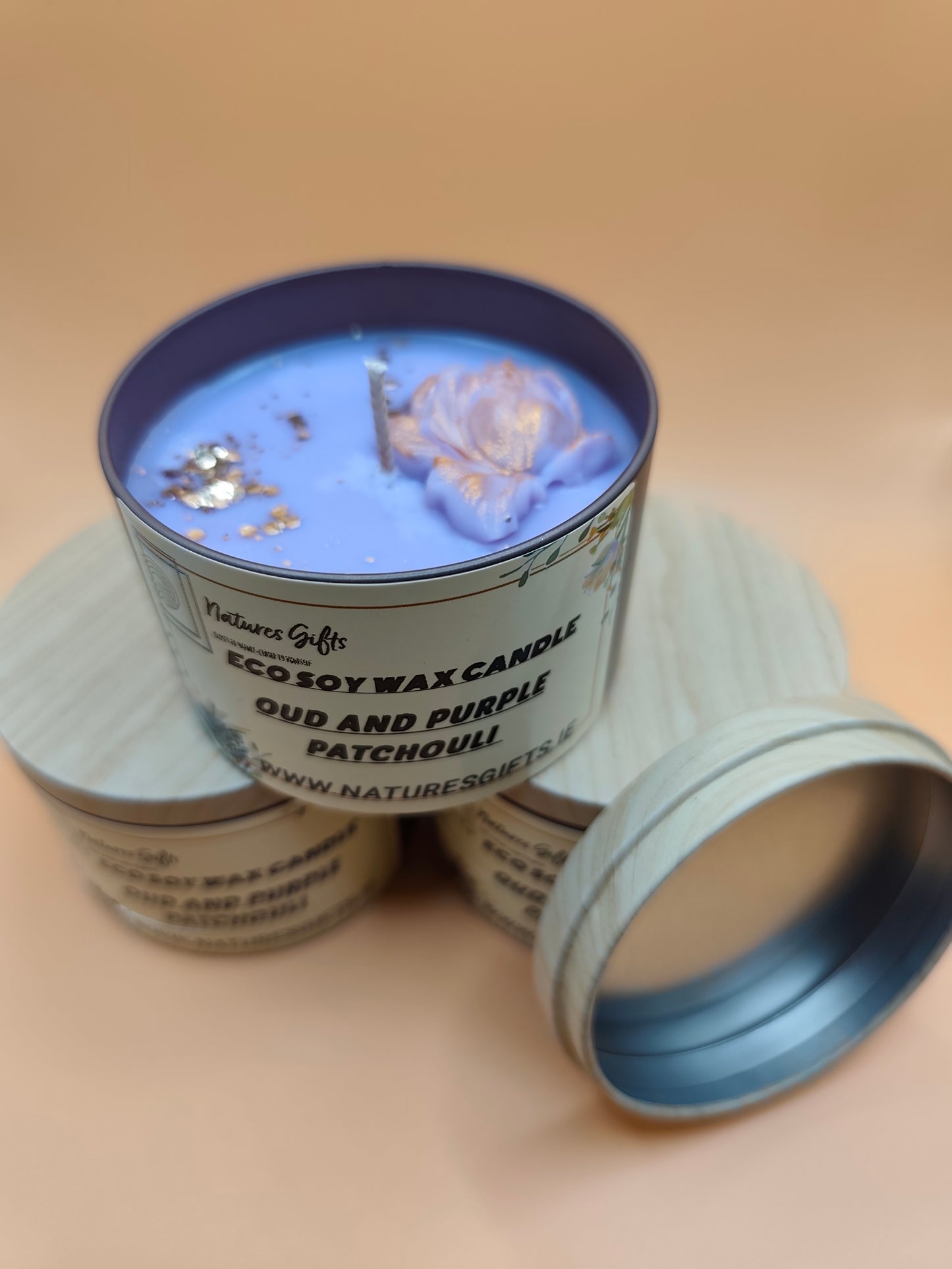 Eco soy candle - Oud and purple Patchouli