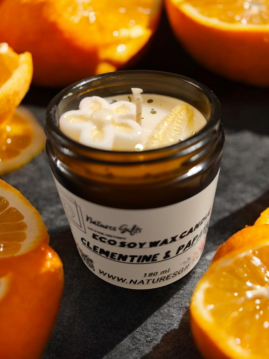Clementine and papaya soy candle