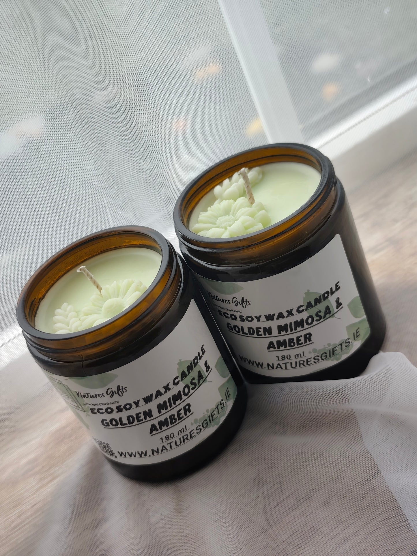 Eco soy wax candle - Golden mimosa and amber